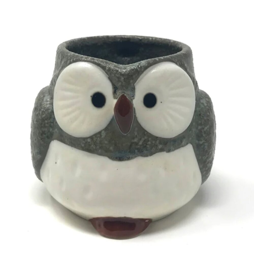 Anthropologie Kotobuki Owl Mug Blue Grey Speckled Japan Mino Ware Tea Cup